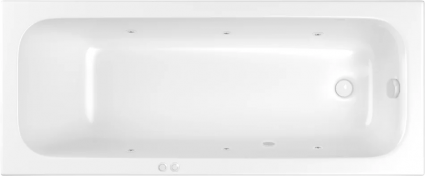 Акриловая ванна WHITECROSS Vibe 0105.170070.100.SOFT.WH 170x70 см, с гидромассажем, с каркасом, со сливом-переливом, с донным клапаном, прямоугольная, пристенная