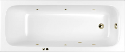 Акриловая ванна WHITECROSS Vibe 0105.170070.100.SOFT.BR 170x70 см, с гидромассажем, с каркасом, со сливом-переливом, с донным клапаном, фурнитура бронза, прямоугольная, пристенная