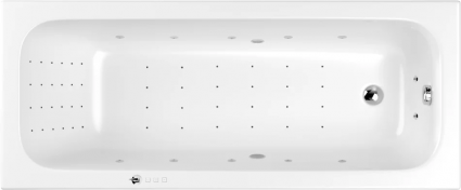 Акриловая ванна WHITECROSS Vibe 0105.170070.100.NANO.CR 170x70 см, с гидромассажем, с каркасом, со сливом-переливом, с донным клапаном, прямоугольная, пристенная