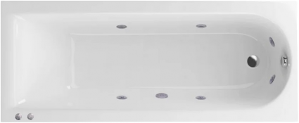 Акриловая ванна Excellent Aurum Hydro WAEX.AUR15.HYDRO.CR 150x70 см, с гидромассажем, с каркасом, со сливом-переливом, прямоугольная, пристенная