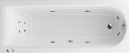 Акриловая ванна Excellent Aurum Hydro+ WAEX.AUR18.HYDRO+.CR 180x80 см, с гидромассажем, с каркасом, со сливом-переливом, прямоугольная, пристенная