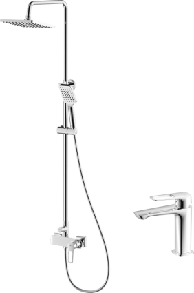Комплект для ванной Rossinka RS46-11 + RS46-45 хром, штанга 170.6 см