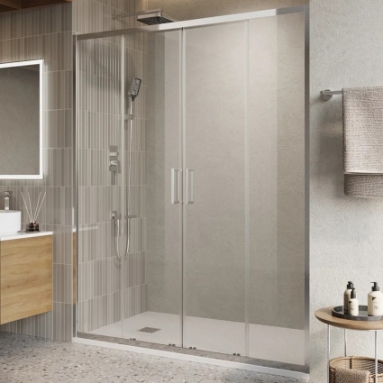 Душевая дверь в нишу BelBagno Luce BF-2-140-C-Cr профиль хром, стекло прозрачное, раздвижная