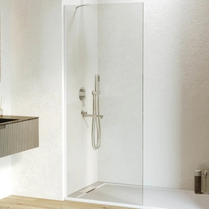 Душевая перегородка RGW Walk In WA-102W 70x195, профиль матовый белый, стекло прозрачное 6 мм в современном стиле