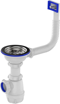 Сифон для мойки Aquant Standart B0145-13-MR с прямоугольным переливом, белый