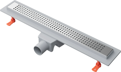 Душевой трап (лоток) EWRIKA 60 см с решеткой Ice, хром, в пол около стены, выпуск боковой