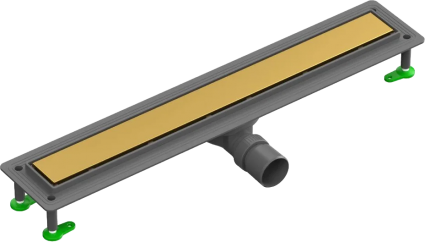 Душевой трап (лоток) CTESI Flow Line Gold 800 с решеткой и опорами, в пол около стены, выпуск боковой