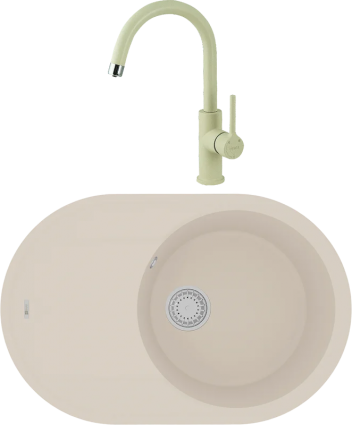 Комплект Мойка кухонная Lemark Lacha 760 9910060 шампань + Смеситель Comfort LM3073PSH шампань матовая, овальная