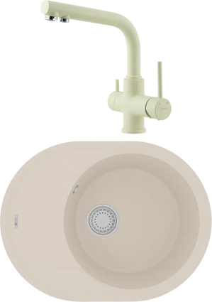 Комплект Мойка кухонная Lemark Lacha 620 9910054 шампань + Смеситель Comfort LM3061PSH шампань матовая, овальная