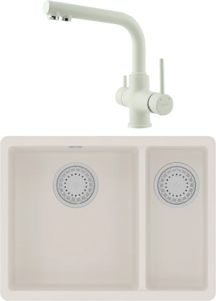 Комплект Мойка кухонная Lemark Sinara 550.2-U 9910082 жасмин + Смеситель Comfort LM3061PJS жасмин матовая, прямоугольная