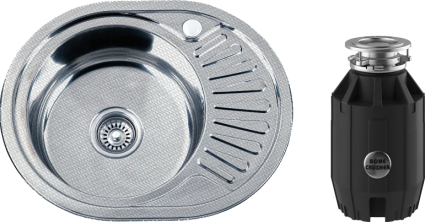 Комплект Мойка кухонная РМС MD8 MD8-5745OVL L + Измельчитель Bone Crusher BC 910-AS матовая, овальная
