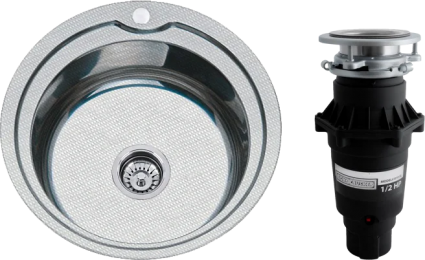 Комплект Мойка кухонная РМС MD8 + Измельчитель Bone Crusher BC 810-SL Slim Line матовая, круглая