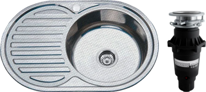 Комплект Мойка кухонная РМС MD6 MD6-7750OVR R + Измельчитель Bone Crusher BC 810-SL Slim Line матовая, овальная