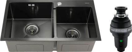 Комплект Мойка кухонная Melana S7240HB графит + Измельчитель Bone Crusher BC 1000-AS матовая, прямоугольная