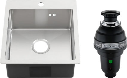 Комплект Мойка кухонная Melana ProfLine R44485H сатин + Измельчитель Bone Crusher BC 1000-AS прямоугольная,  в современном стиле