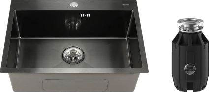 Комплект Мойка кухонная Melana D6545HB графит + Измельчитель Bone Crusher BC 910-AS матовая, прямоугольная