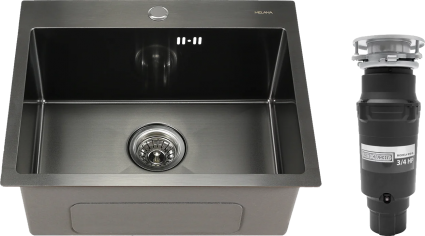 Комплект Мойка кухонная Melana D5343HB графит + Измельчитель Bone Crusher BC 910-SL-Slim Line матовая, прямоугольная