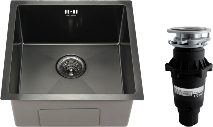 Комплект Мойка кухонная Melana D4545HB графит + Измельчитель Bone Crusher BC 810-SL Slim Line матовая, квадратная