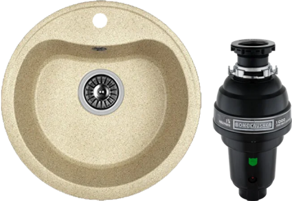Комплект Мойка кухонная Dr. Gans Dora терра + Измельчитель Bone Crusher BC 1000-AS матовая, круглая