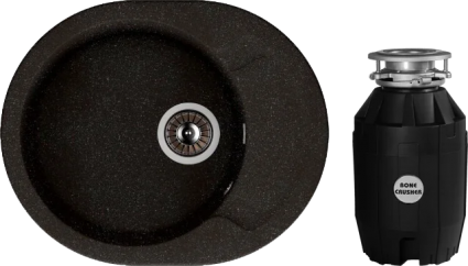 Комплект Мойка кухонная Dr. Gans Berta 580 черный + Измельчитель Bone Crusher BC 810-AS овальная, с крылом