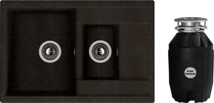Комплект Мойка кухонная Dr. Gans Astra 760K черный + Измельчитель Bone Crusher BC 810-AS матовая, прямоугольная