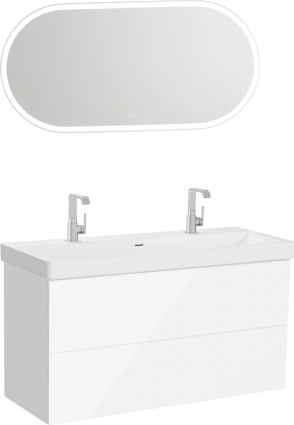 Мебель для ванной комнаты VitrA Metropole Pure 120 глянцевая белая подвесная, с доводчиками