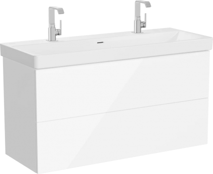 Тумба с раковиной VitrA Metropole Pure 120 с подсветкой, глянцевая белая, подвесная, с доводчиками