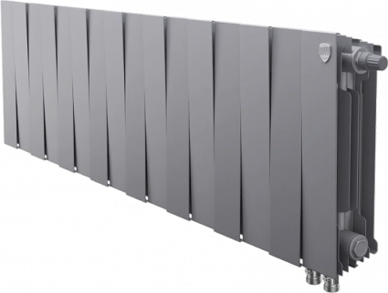 Радиатор биметаллический Royal Thermo Piano Forte 300 VDR80 16 секций, межосевое расстояние 8 см, silver satin, на площадь 20 кв.м., серый