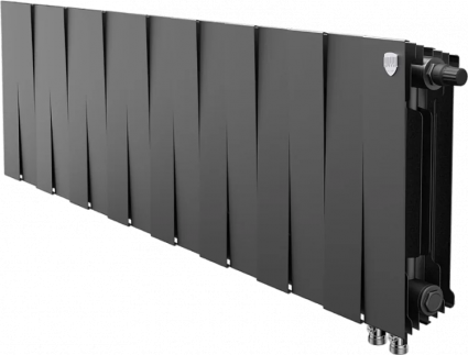 Радиатор биметаллический Royal Thermo Piano Forte 300 VDR80 16 секций, межосевое расстояние 8 см, noir sable, на площадь 21 кв.м., черный