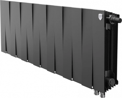Радиатор биметаллический Royal Thermo Piano Forte 300 VDR80 14 секций, межосевое расстояние 8 см, noir sable, на площадь 19 кв.м., черный