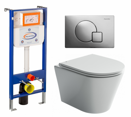 Комплект 3 в 1 инсталляция Enio Aquanika + Унитаз подвесной Ceramica Nova Forma CN3011 + кнопка хром