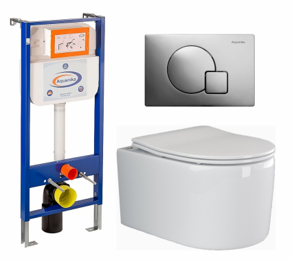 Комплект 3 в 1 инсталляция Enio Aquanika + Унитаз подвесной Ceramica Nova Moments CN3003 + кнопка хром