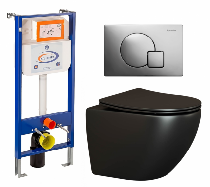 Комплект 3 в 1 инсталляция Enio Aquanika + Унитаз подвесной Ceramica Nova Metropol CN4002MB + кнопка хром