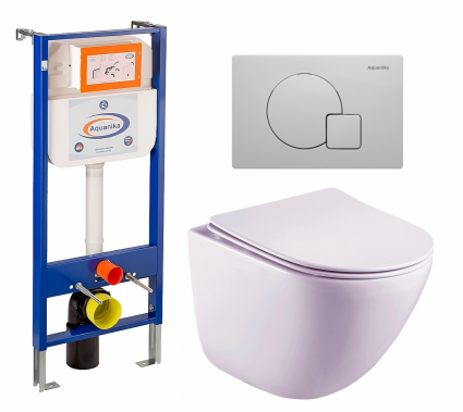Комплект 3 в 1 инсталляция Enio Aquanika + Унитаз подвесной Esbano Lotus ESUPLOTUW + кнопка белая