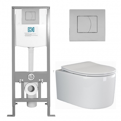 Комплект 3 в 1 инсталляция DI + Подвесной унитаз Ceramica Nova Moments CN3003  с кнопкой хром 