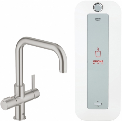 Смеситель Grohe Red Duo 30156DC0 для кухонной мойки, с водонагревателем, однорычажный, хром