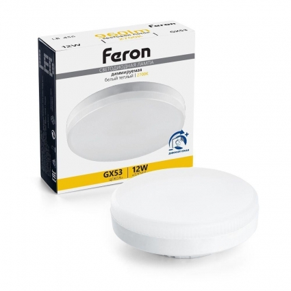 Лампа светодиодная диммируемая Feron GX53 12W 2700K матовая LB-456 51064 цвет белый, с диммером