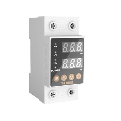 Реле напряжения Werkel 1P+N 63А W932P63R 4690389204425 цвет белый