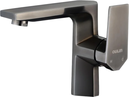 Смеситель Oulin Bath OL-T9207Q графит однорычажный, серый, длина излива 13 см