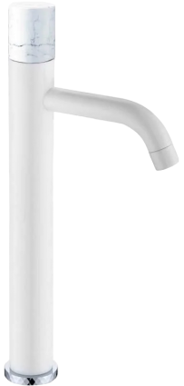 Смеситель для раковины Boheme Stick 122-W-MR-W белый, белый мрамор, однорычажный, длина излива 13.5 см