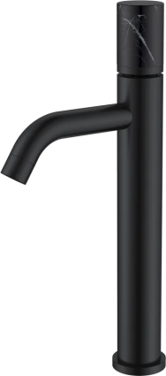 Смеситель для раковины Boheme Stick 122-B-MR-B черный, черный мрамор, однорычажный, длина излива 13.5 см