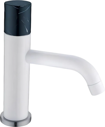 Смеситель для раковины Boheme Stick 121-W-MR-B белый, черный мрамор, однорычажный, длина излива 13.5 см