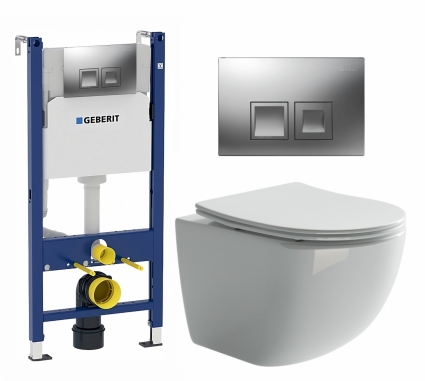 Комплект 3 в 1 инсталляция Geberit Duofix + Унитаз подвесной Ceramica Nova Forma CN3009 + кнопка хром матовый