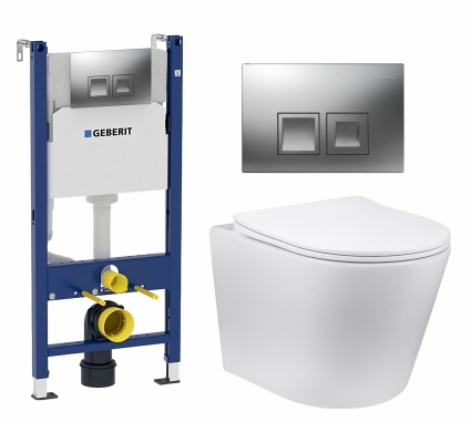 Комплект 3 в 1 инсталляция Geberit Duofix + Унитаз Vincea Piatti VT1-11 + кнопка хром матовый