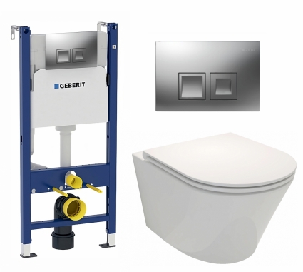 Комплект 3 в 1 инсталляция Geberit Duofix + Унитаз подвесной Jacob Delafon Rodin+ EDY102-00 + кнопка хром матовый
