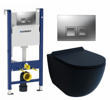 Комплект 3 в 1 инсталляция Geberit Duofix + Унитаз подвесной Esbano Garcia + кнопка хром матовый