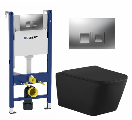 Комплект 3 в 1 инсталляция Geberit Duofix + Унитаз подвесной Aquanet Tavr-W BW 287011 + кнопка хром матовый