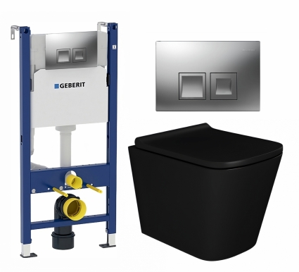 Комплект 3 в 1 инсталляция Geberit Duofix + Унитаз подвесной Enio Binario BL EN4180225 + кнопка хром матовый