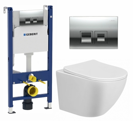 Комплект 3 в 1 инсталляция Geberit Duofix +  Унитаз подвесной Taliente Amato AM25010 + кнопка хром