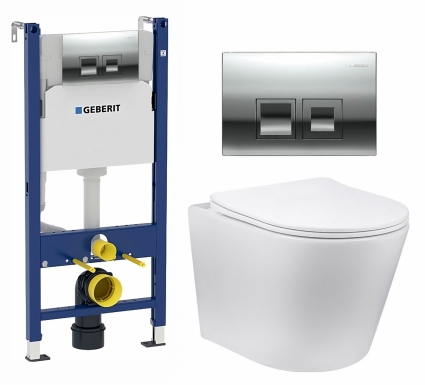 Комплект 3 в 1 инсталляция Geberit Duofix + Унитаз Vincea Piatti VT1-11 + кнопка хром